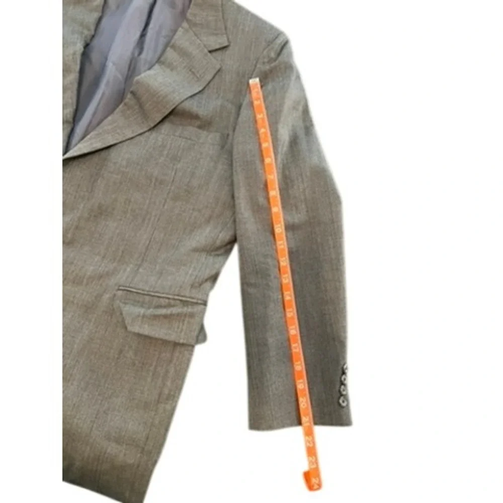 Tom James Mens Grey Glen‎ Plaid 100% Pure Wool 2-Button Blazer Sport Coat